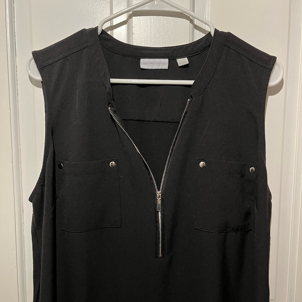 New York & Company Black Sleeveless 1/4 Zip Dress - Picture 2 of 6